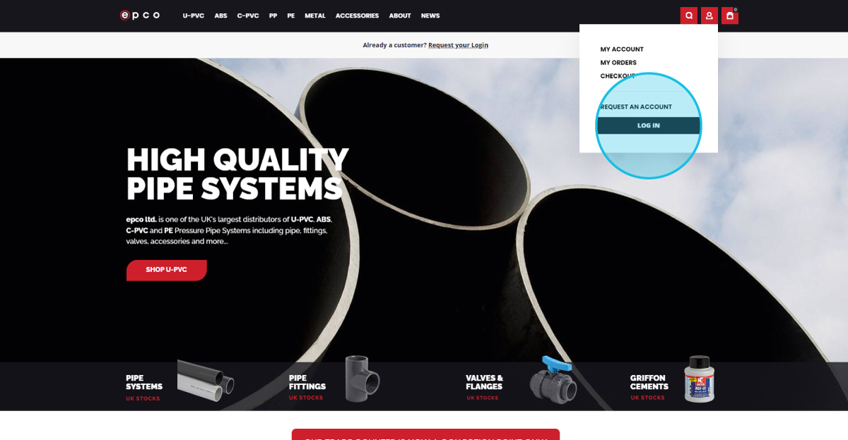 epco website homescreen